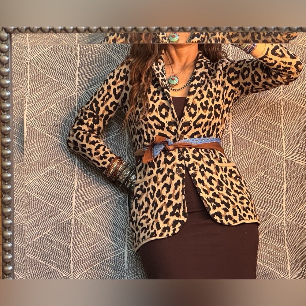J.Crew XS Leopard‎ Print Knit Blazer Cardigan